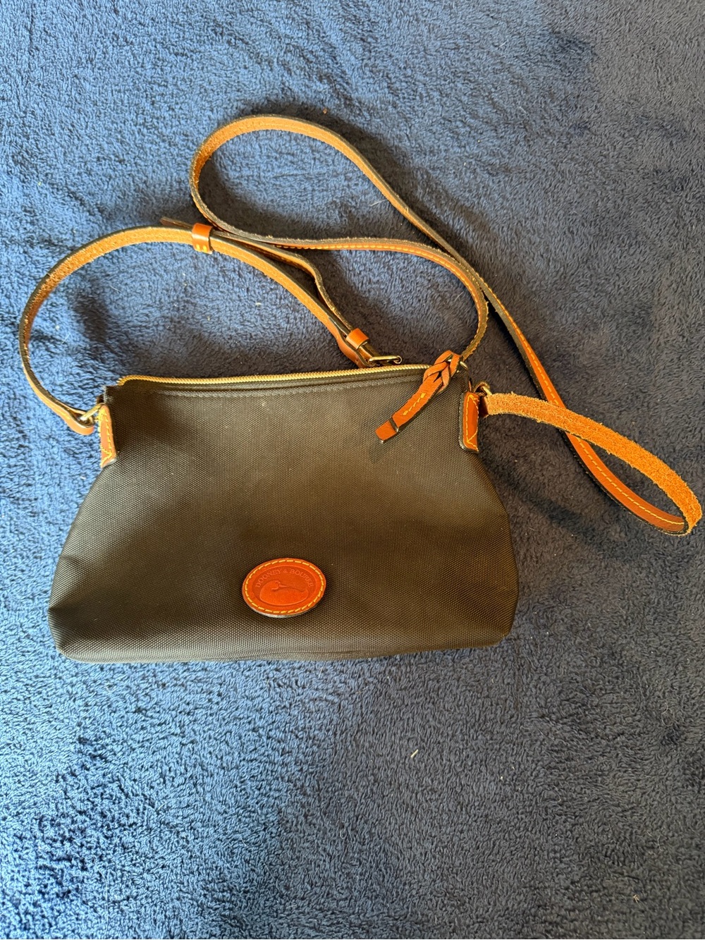 Dooney & Bourke Brown Crossbody with Orange Trim